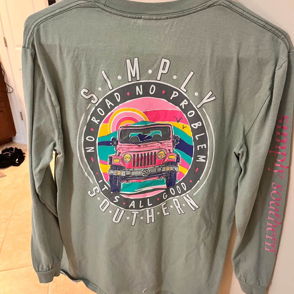Simply Southern Kids Long Sleeve Tees - Green, Pink, Blue - Picture 5 of 5